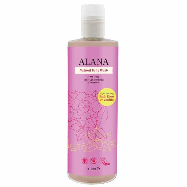 Alana Rose & Vanilla Natural Body Wash 100ml Convenience Travel Bottle For Cheap