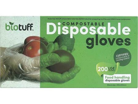 Biotuff Compostable Disposable Gloves Large 200pk Online Sale