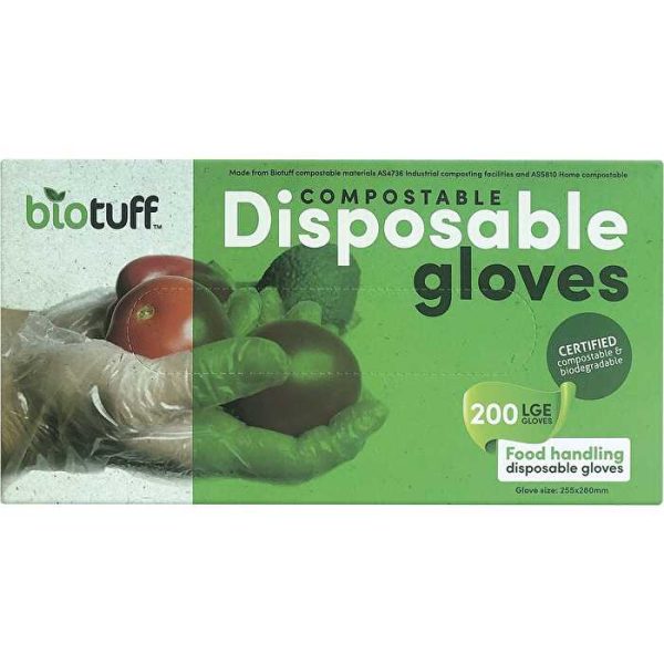 Biotuff Compostable Disposable Gloves Large 200pk Online Sale