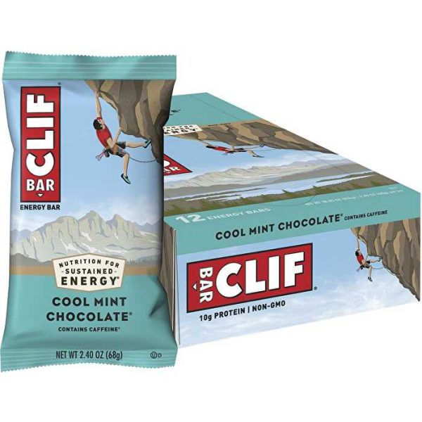 Clif Energy Bar Cool Mint Choc 49mg Caffeine 12x68g Cheap