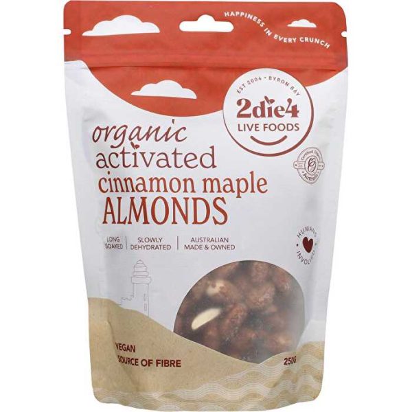 2die4 Live Foods Organic Activated Almonds Cinnamon Maple 250g For Cheap