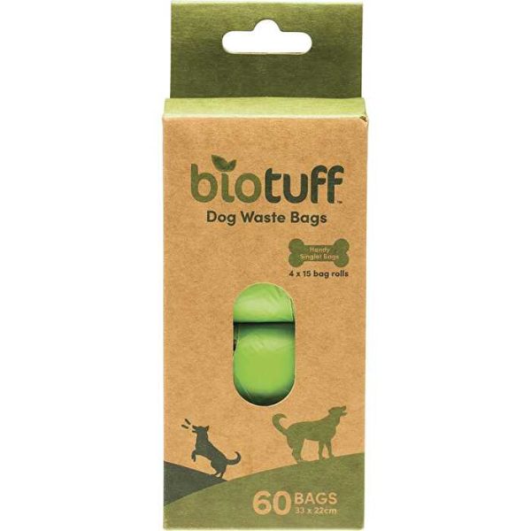 Biotuff Dog Waste Bags Refill 4 x 15 Bag Rolls 60pk Hot on Sale