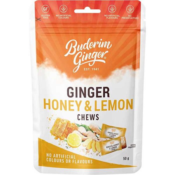 Buderim Ginger Ginger Honey & Lemon Chews 50g Discount