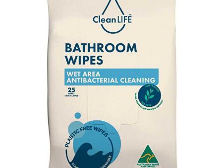 Cleanlife Bathroom Plastic Free Wipes Antibacterial Cleaning 25pk Online now