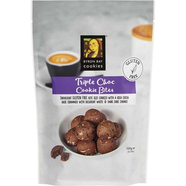 Byron Bay Cookies Gluten Free Cookie Bites Triple Choc Fudge 6x100g on Sale