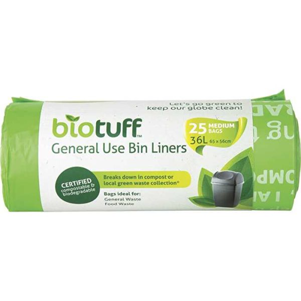 Biotuff General Use Bin Liners Medium Bags 25pk 36L Fashion