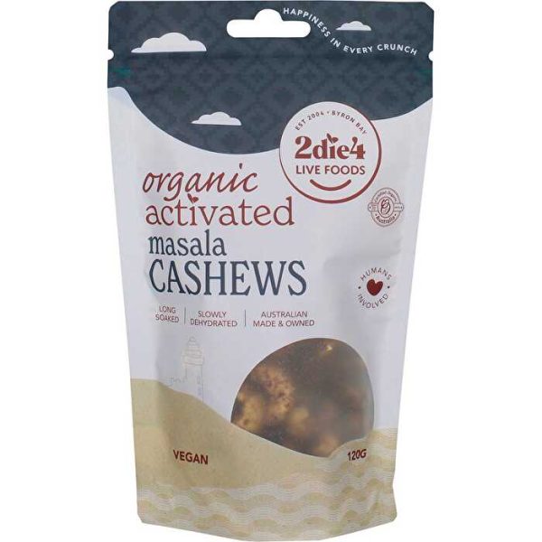 2die4 Live Foods Organic Activated Masala Cashews 120g Sale