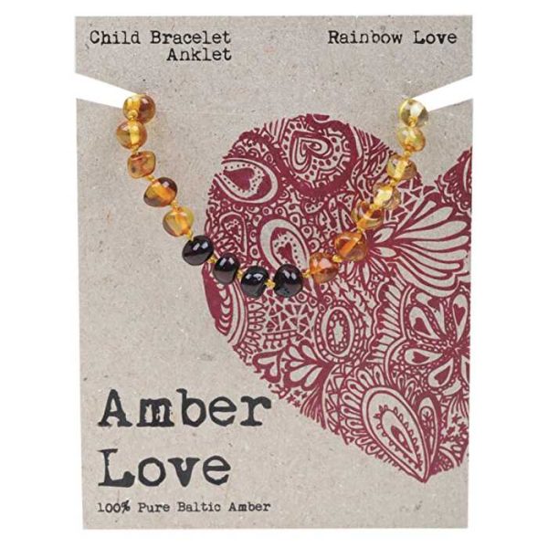 Amber Love Childrens Bracelet Anklet 100% Baltic Amber Rainbow 14cm Sale