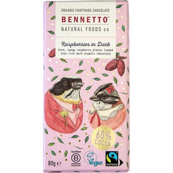 Bennetto Organic Dark Chocolate Raspberries In Dark 12x80g Fashion