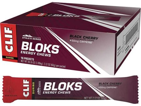 Clif Bloks Energy Chews Black Cherry 50mg Caffeine 18x60g on Sale