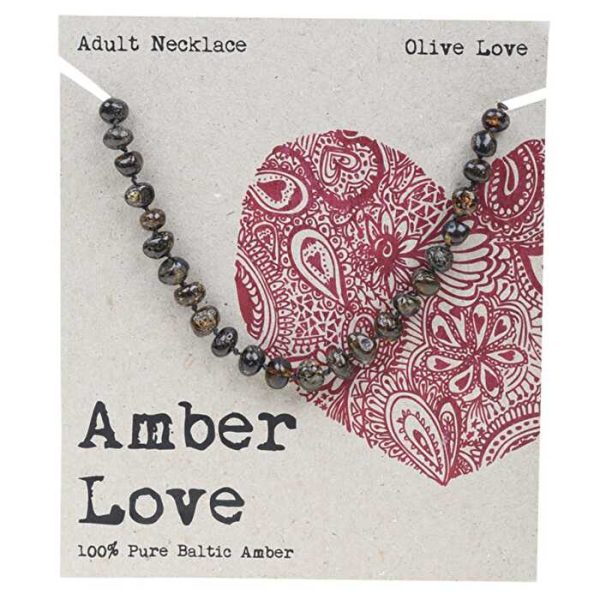 Amber Love Adult s Necklace 100% Baltic Amber Olive 46cm Online now