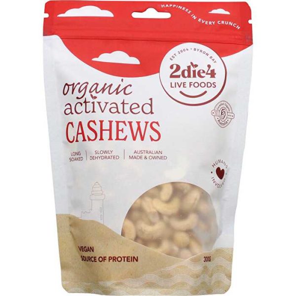 2die4 Live Foods Organic Activated Cashews 300g Online now