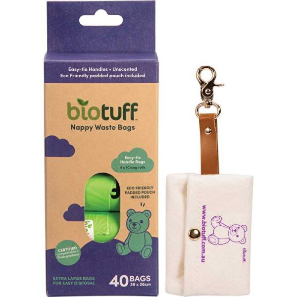 Biotuff Nappy Waste Bags & Dispenser 4 x 10 Bag Rolls 40pk Online Sale