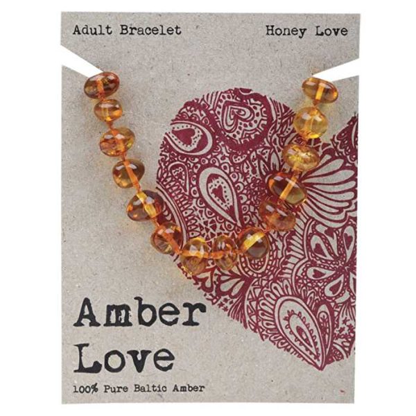 Amber Love Adult s Bracelet 100% Baltic Amber Honey 20cm Online now