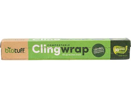 Biotuff Compostable Cling Wrap 100 x 30cm Sheets 30m For Discount