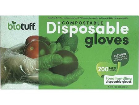 Biotuff Compostable Disposable Gloves Medium 200pk Cheap