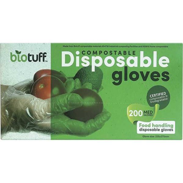 Biotuff Compostable Disposable Gloves Medium 200pk Cheap