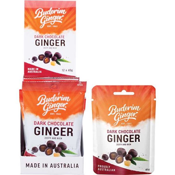 Buderim Ginger Dark Chocolate Ginger Zesty and Rich 12x40g Cheap