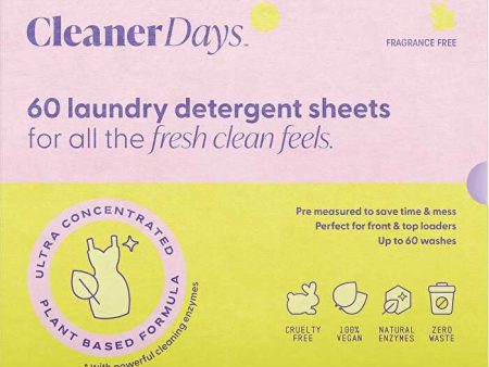 Cleaner Days Laundry Detergent Sheets Fragrance Free 60pcs Online