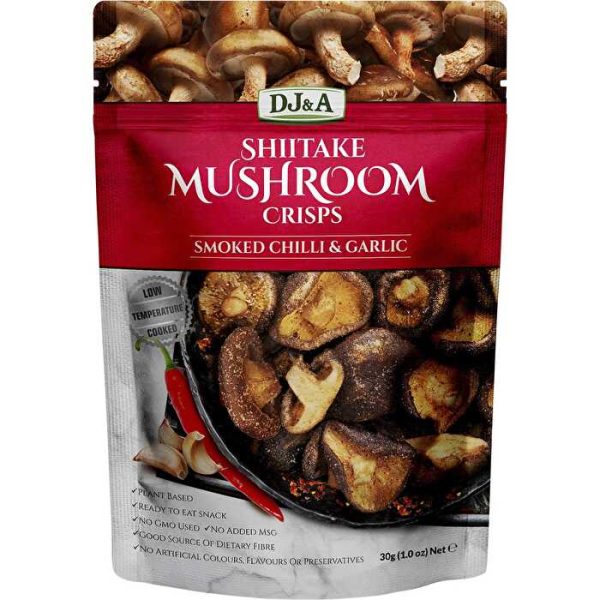 Dj&a Shiitake Mushroom Crisps Smoked Chilli & Garlic 12x30g Online