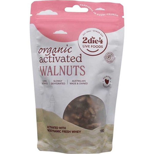 2die4 Live Foods Organic Activated Walnuts Activated with Fresh Whey 100g on Sale