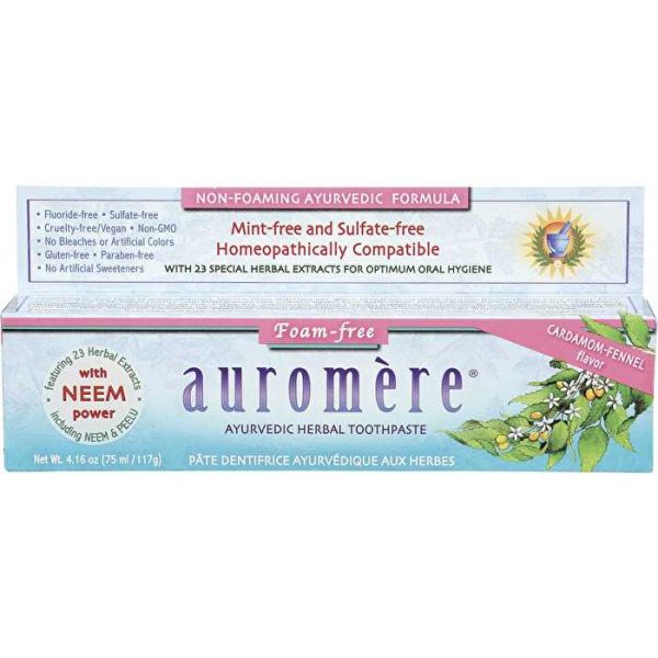 Auromere Toothpaste Ayurvedic Cardamom Fennel Fluoride Free 6x117g For Discount