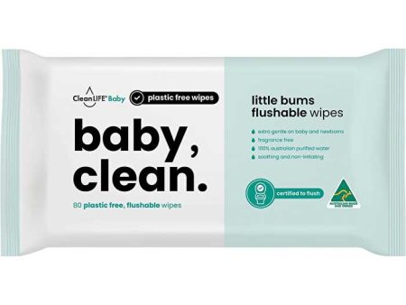 Cleanlife Baby Clean Flushable Plastic Free Wipes 80pk on Sale