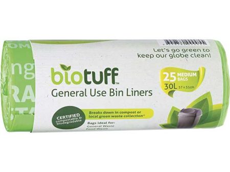 Biotuff General Use Bin Liners Medium Bags 25pk 30L For Sale