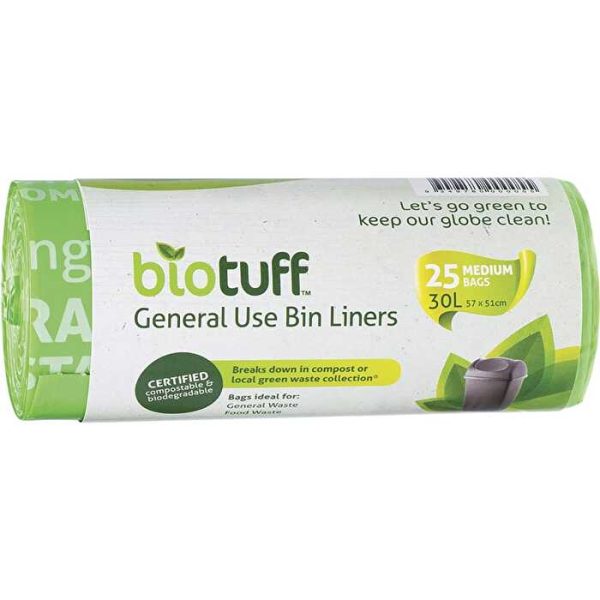 Biotuff General Use Bin Liners Medium Bags 25pk 30L For Sale