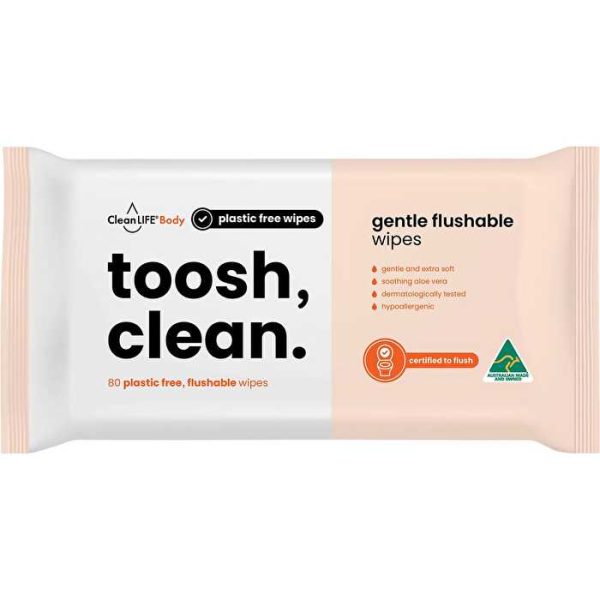 Cleanlife Toosh Clean Flushable Plastic Free Wipes 80pk Cheap