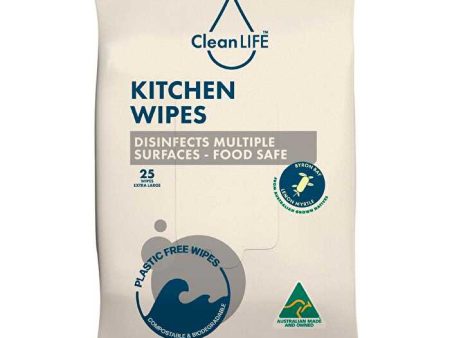 Cleanlife Kitchen Plastic Free Wipes Food Safe 25pk Sale