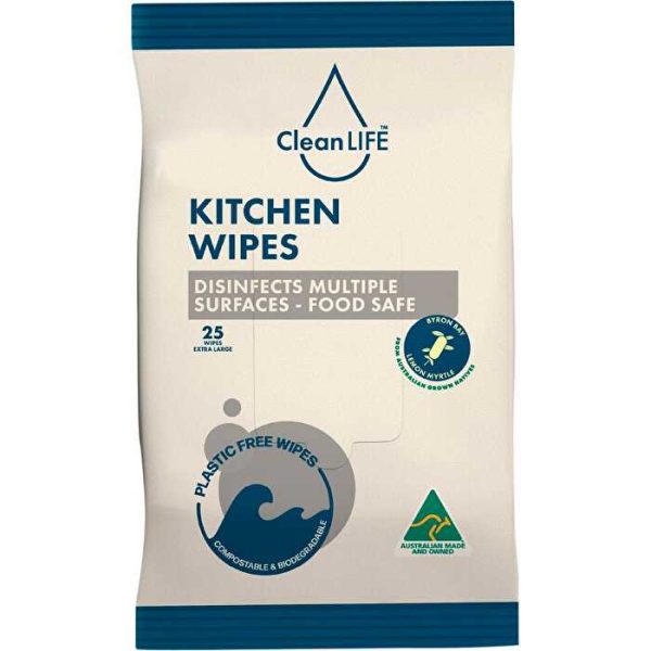 Cleanlife Kitchen Plastic Free Wipes Food Safe 25pk Sale