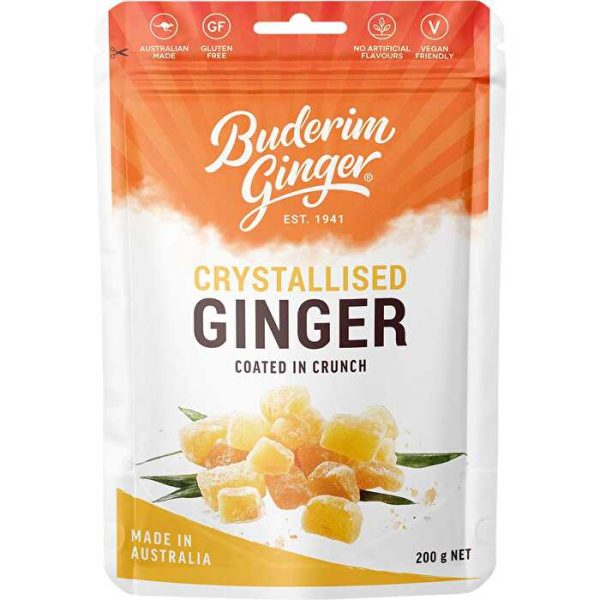 Buderim Ginger Crystallised Ginger Coated in Crunch 200g For Sale