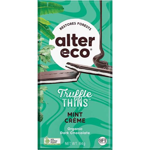 Alter Eco Chocolate Organic Mint Creme Dark Truffle Thins 12x84g Cheap