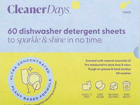 Cleaner Days Dishwasher Detergent Sheets Lemon 60pcs Sale