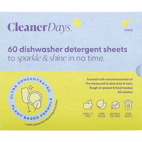 Cleaner Days Dishwasher Detergent Sheets Lemon 60pcs Sale