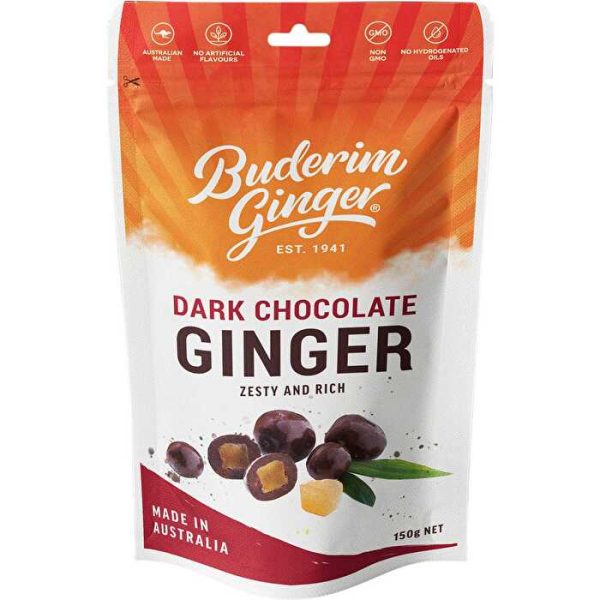 Buderim Ginger Dark Chocolate Ginger Zesty and Rich 150g Supply