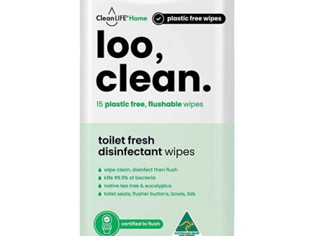 Cleanlife Loo Clean Flushable Plastic Free Wipes 15pk Discount