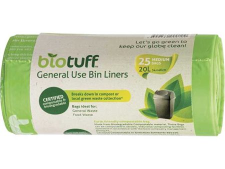 Biotuff General Use Bin Liners Medium Bags 25pk 20L Cheap