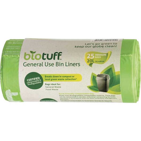 Biotuff General Use Bin Liners Medium Bags 25pk 20L Cheap