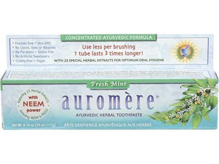 Auromere Toothpaste Ayurvedic Fresh Mint Fluoride Free 6x117g Cheap