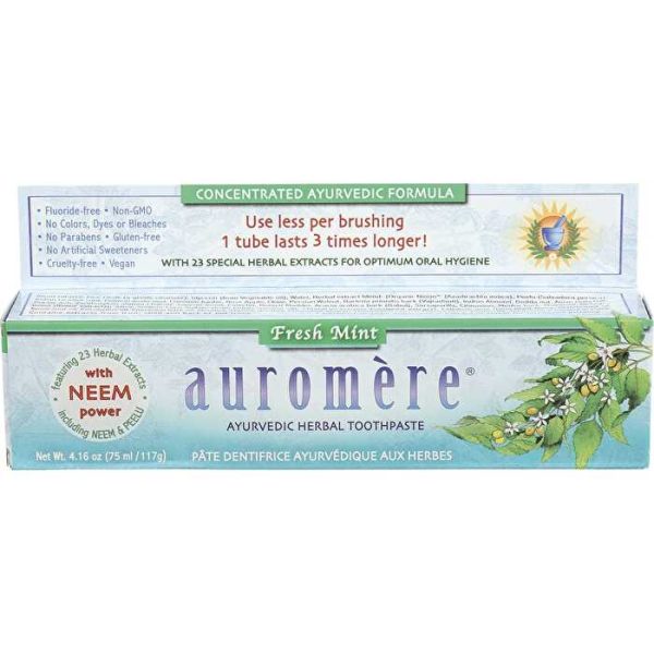 Auromere Toothpaste Ayurvedic Fresh Mint Fluoride Free 6x117g Cheap