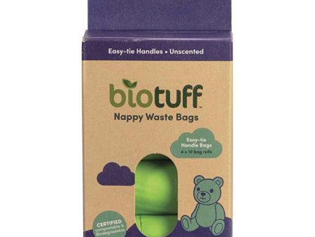 Biotuff Nappy Waste Bags Refill 4 x 10 Bag Rolls 40pk Hot on Sale