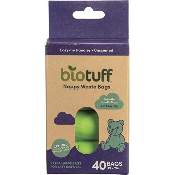 Biotuff Nappy Waste Bags Refill 4 x 10 Bag Rolls 40pk Hot on Sale