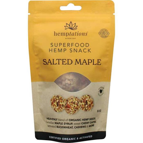 2die4 Live Foods Hemptations Superfood Hemp Snack Salted Maple 80g For Cheap