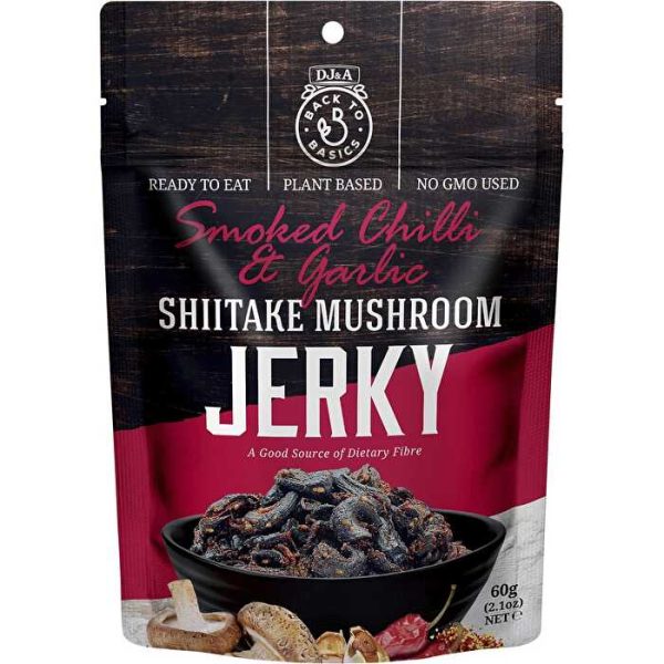 Dj&a Shiitake Mushroom Jerky Smoked Chilli & Garlic 12x60g on Sale